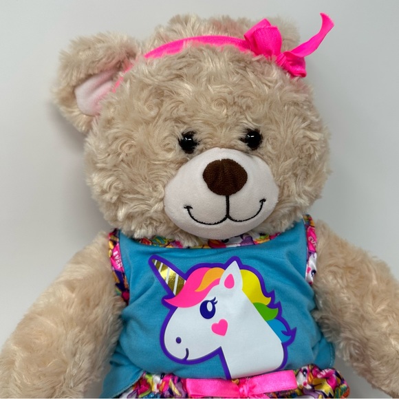 Build-A-Bear Heartbeat Bear Bubblegum Scented Candy Unicorn Satin Shorts & Tank - Picture 3 of 6